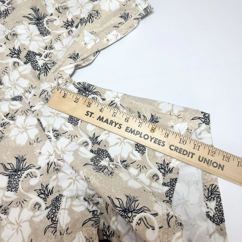 Mens Y2K Hawaiian Print Relaxed Cargo Shorts 36 Surfer Skater Floral Preppy Tiki